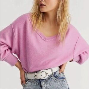Free People Love Like This 100% Cashmere Sweater in purple/mauve